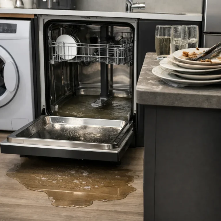 Vaatwasser reparatie Den Haag bij stilstaand water, lekkage en vervuilde vaat in moderne keuken