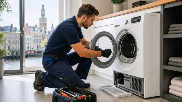 Monteur voert droger reparatie in Den Haag uit bij storingen en warmteproblemen