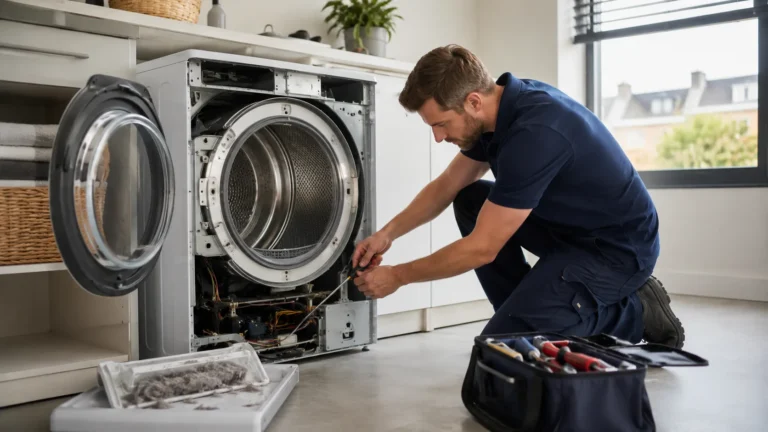 Monteur voert droger reparatie in Den Haag uit bij uitval en langere droogtijd