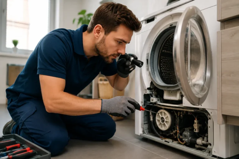 Droger reparatie Den Haag monteur controleert defecte droger