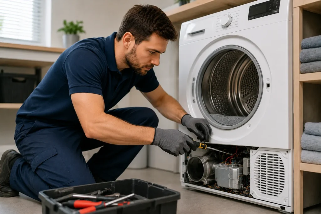 Droger reparatie Den Haag monteur repareert defecte droger