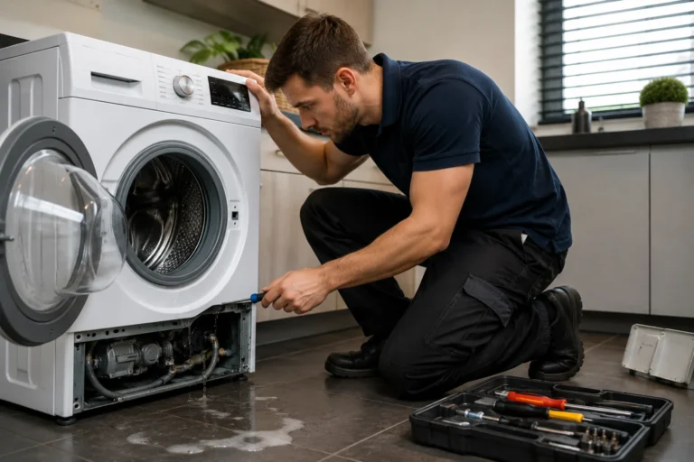 Monteur voert wasmachine reparatie uit bij lekkage en storing in Den Haag
